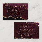 ブルゴーニュ&金ゴールドグリッター水彩金めっき 名刺 (正面/裏面)