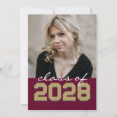 ブルゴーニュ&金ゴールドシャルボードフィルムストリップ卒業 招待状 (裏面)