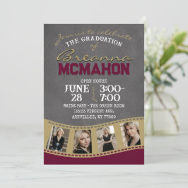 ブルゴーニュ&金ゴールドシャルボードフィルムストリップ卒業 招待状