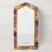 ブルゴーニュ&金ゴールドジュエルフローラ金ゴールドフレームディナー オールインワン招待状 (外側)