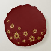 ブルゴーニュ&金ゴールドスターバストラウンドピロー ラウンドクッション (裏面)