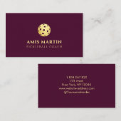 ブルゴーニュ&金ゴールドピックルボールコーチ 名刺 (正面/裏面)