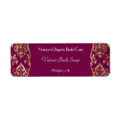 ブルゴーニュ&金ゴールドホイルダマスク石鹸の化粧品ラベル1 ラベル (正面)