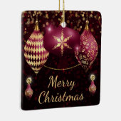 ブルゴーニュ&金ゴールドボードメリークリスマス セラミックオーナメント (右)