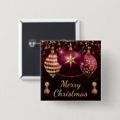 ブルゴーニュ&金ゴールドボードメリークリスマス 缶バッジ (正面&裏面)