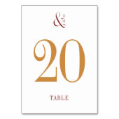 ブルゴーニュ&金ゴールドミニマリスト秋の結婚式テーブルカード テーブルナンバー (裏面)