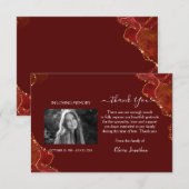 ブルゴーニュ&金ゴールドメモリアルサンキューカード サンキューカード (正面/裏面)