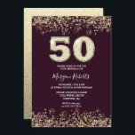 ブルゴーニュ&金ゴールドメンズまたは女性50th誕生日パーティー 招待状<br><div class="desc">ブルゴーニュ&金ゴールドメンズまたは女性50thバースデーパーティー招待美しいフェイク金ゴールドグリッター紙吹雪招待状。ニッチとネストストアでコレクションをマッチング。デザイン提供：スタジオデンマーク</div>