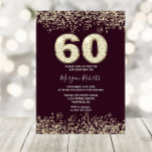 ブルゴーニュ&金ゴールドメンズまたは女性60th誕生日パーティー 招待状<br><div class="desc">ブルゴーニュ&金ゴールドメンズまたは女性60thバースデーパーティー招待美しいフェイク金ゴールドグリッター紙吹雪招待状。ニッチとネストストアでコレクションをマッチング。デザイン提供：スタジオデンマーク</div>
