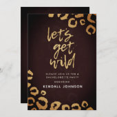 ブルゴーニュ&金ゴールドレオパードバチェロレッテ招待状 招待状 (正面/裏面)