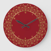 ブルゴーニュ&金ゴールドヴィンテージフローラ曼荼羅 ラージ壁時計 (正面)