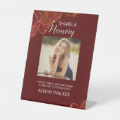 ブルゴーニュ&金ゴールド共有メモリ葬儀サイン 台座サイン (正面)