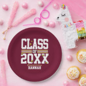 ブルゴーニュ|金ゴールド卒業年度 ペーパープレート (パーティー)