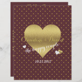 ブルゴーニュ&金ゴールド水玉模様ウェディングパーティー (正面/裏面)