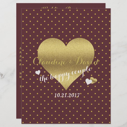 ブルゴーニュ&金ゴールド水玉模様ウェディングパーティー (正面/裏面)