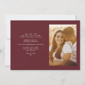 ブルゴーニュ&金ゴールド秋書道結婚写真 セーブザデート (裏面)