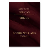 ブルゴーニュ&金ゴールド結婚のテーブルカード テーブルナンバー (正面)