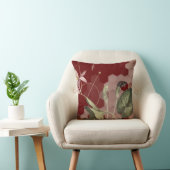 ブルゴーニュ&金ゴールド芸術的フローラグラデーション六角 クッション (椅子)