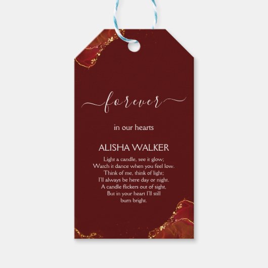 ブルゴーニュ&金ゴールド葬儀記念ギフトラベル ギフトタグ (正面)