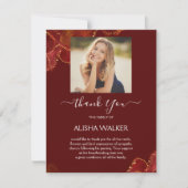 ブルゴーニュ&金ゴールド葬儀記念サンキューカード サンキューカード (正面)