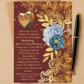 ブルゴーニュ&金ゴールド10周年結婚を迎える 招待状