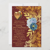 ブルゴーニュ&金ゴールド10周年結婚を迎える 招待状 (正面)