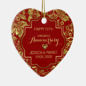 ブルゴーニュ&金ゴールド50結婚周年記念 セラミックオーナメント (右)