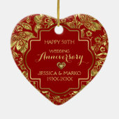 ブルゴーニュ&金ゴールド50結婚周年記念 セラミックオーナメント (裏面)