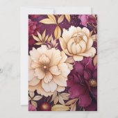 ブルゴーニュ、金ゴールド、アイボリーフローラ秋の結婚式 招待状 (裏面)