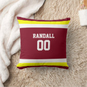 ブルゴーニュ、金ゴールド&ホワイトフットボールチームパーソナライズされた クッション (ブランケット)