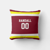 ブルゴーニュ、金ゴールド&ホワイトフットボールチームパーソナライズされた クッション (正面)