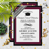 ブルゴーニュ│銀フォーマルの卒業発表 招待状