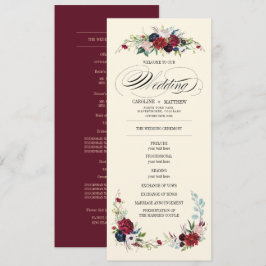 ブルゴーニュ |青 |レッドフローラクリーム結婚式 プログラム
