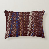 ブルゴーニュ、青、白の波状パターン アクセントクッション (正面)