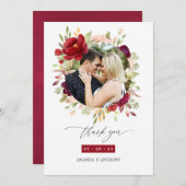 ブルゴーニュ – Marsalaと赤面フローラ結婚の写真 サンキューカード (正面/裏面)