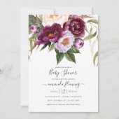 ブルゴーニュ – Marsala and Peachフローラ赤ちゃんシャワー 招待状 (正面)