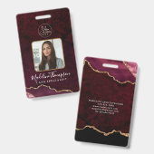 ブルゴーニュAgate大理石ビジネスロゴ会社ID バッジ (正面&裏面)