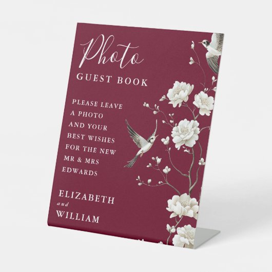 ブルゴーニュChinoiserieフォトゲストブック結婚ズ 台座サイン (正面)