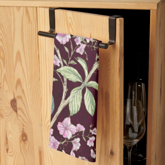 ブルゴーニュChinoiserie孔雀フローラ キッチンタオル (三つ折り)