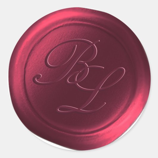 ブルゴーニュDouble Monogram Faux Wax Sealシール ラウンドシール (正面)