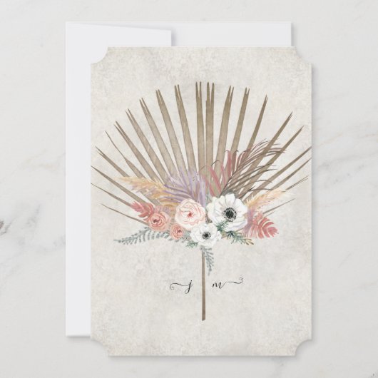 ブルゴーニュNホワイトBOHOオーキッドフローラカップルのシャワー 招待状 (裏面)