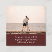 ブルゴーニュQRスキャニング結婚コードのウェブサイト写真No スクエア名刺 (裏面)