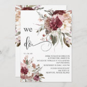 *~*ブルゴーニュQR RSVP AR15フローラバラ結婚s 招待状 (正面/裏面)