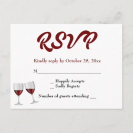 ブルゴーニュRSVPシャンパンワイングラス結婚ズ インビテーションポストカード