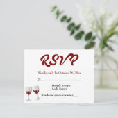 ブルゴーニュRSVPシャンパンワイングラス結婚ズ インビテーションポストカード (スタンド正面)