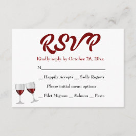 ブルゴーニュRSVPシャンパンワイングラス結婚ズ 出欠カード