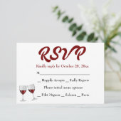 ブルゴーニュRSVPシャンパンワイングラス結婚ズ 出欠カード (スタンド正面)