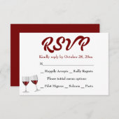 ブルゴーニュRSVPシャンパンワイングラス結婚ズ 出欠カード (正面/裏面)