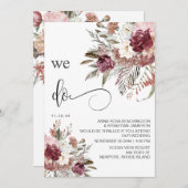 *~*ブルゴーニュRSVP QR AR15フローラバラ結婚s 招待状 (正面/裏面)