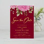 ブルゴーニュSave The Date Foil招待状 箔招待状 (立ち正面)